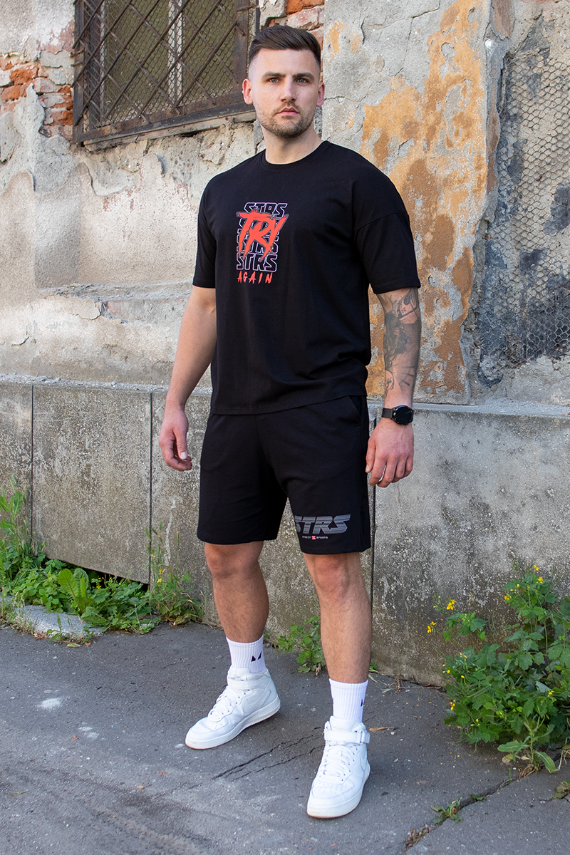 Tricou Oversize Slim Negru Try Again