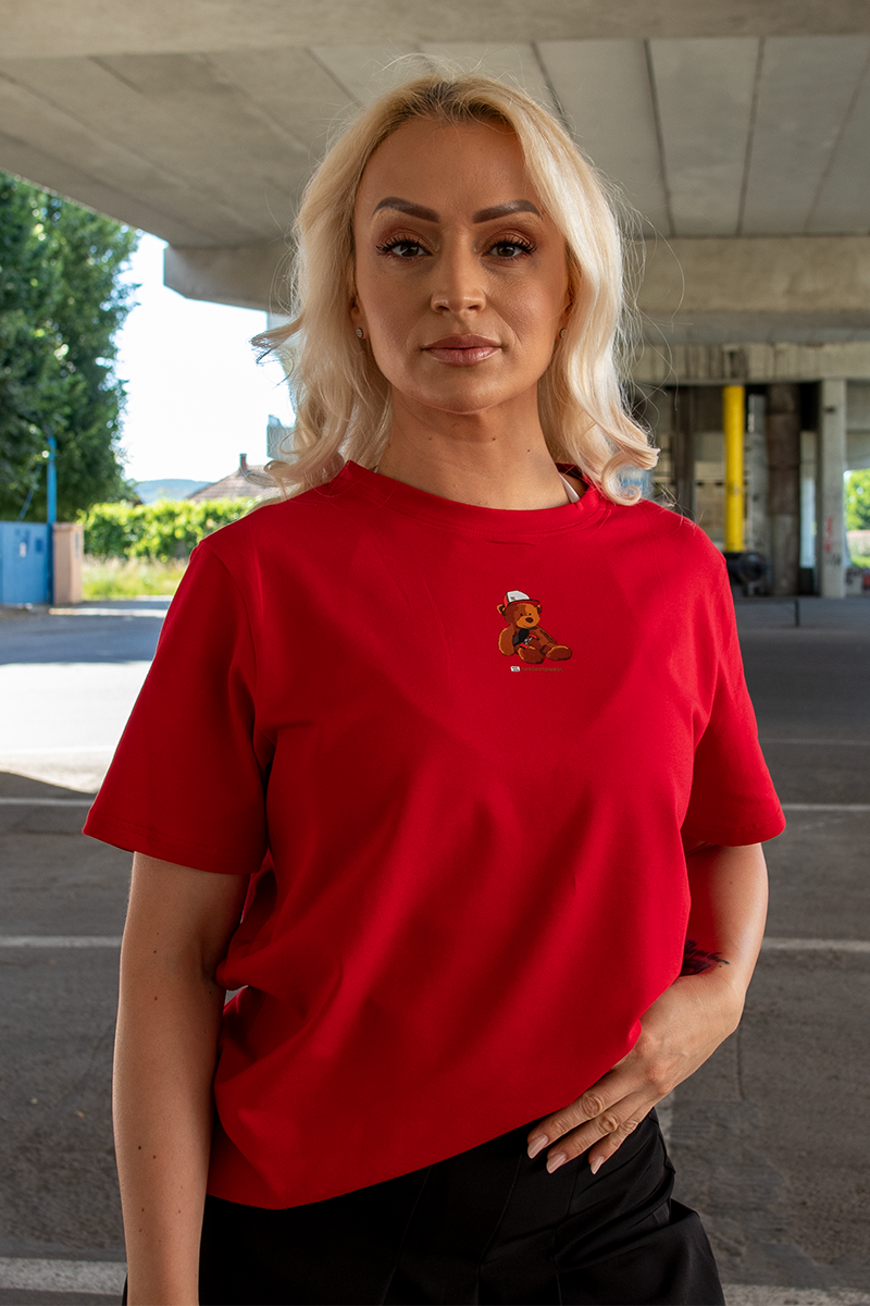 Tricou Regular Rosu Cu Ursulet