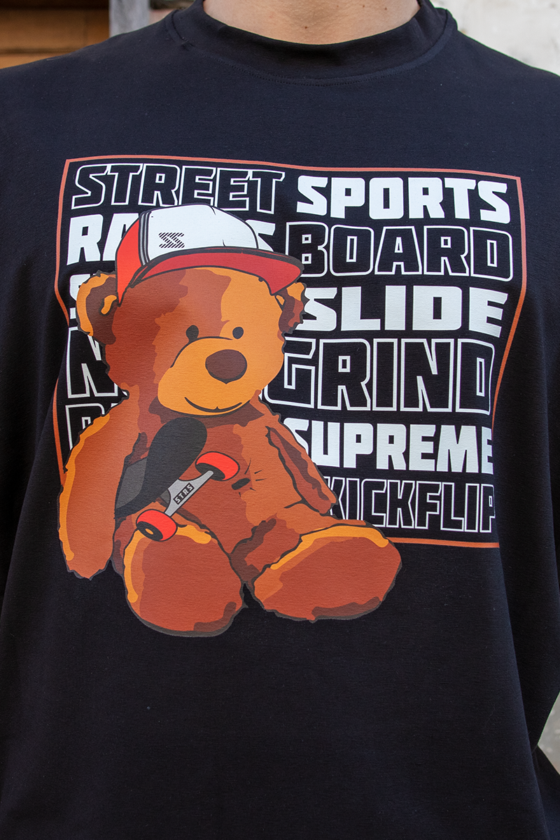 Tricou Oversize Negru Ursulet