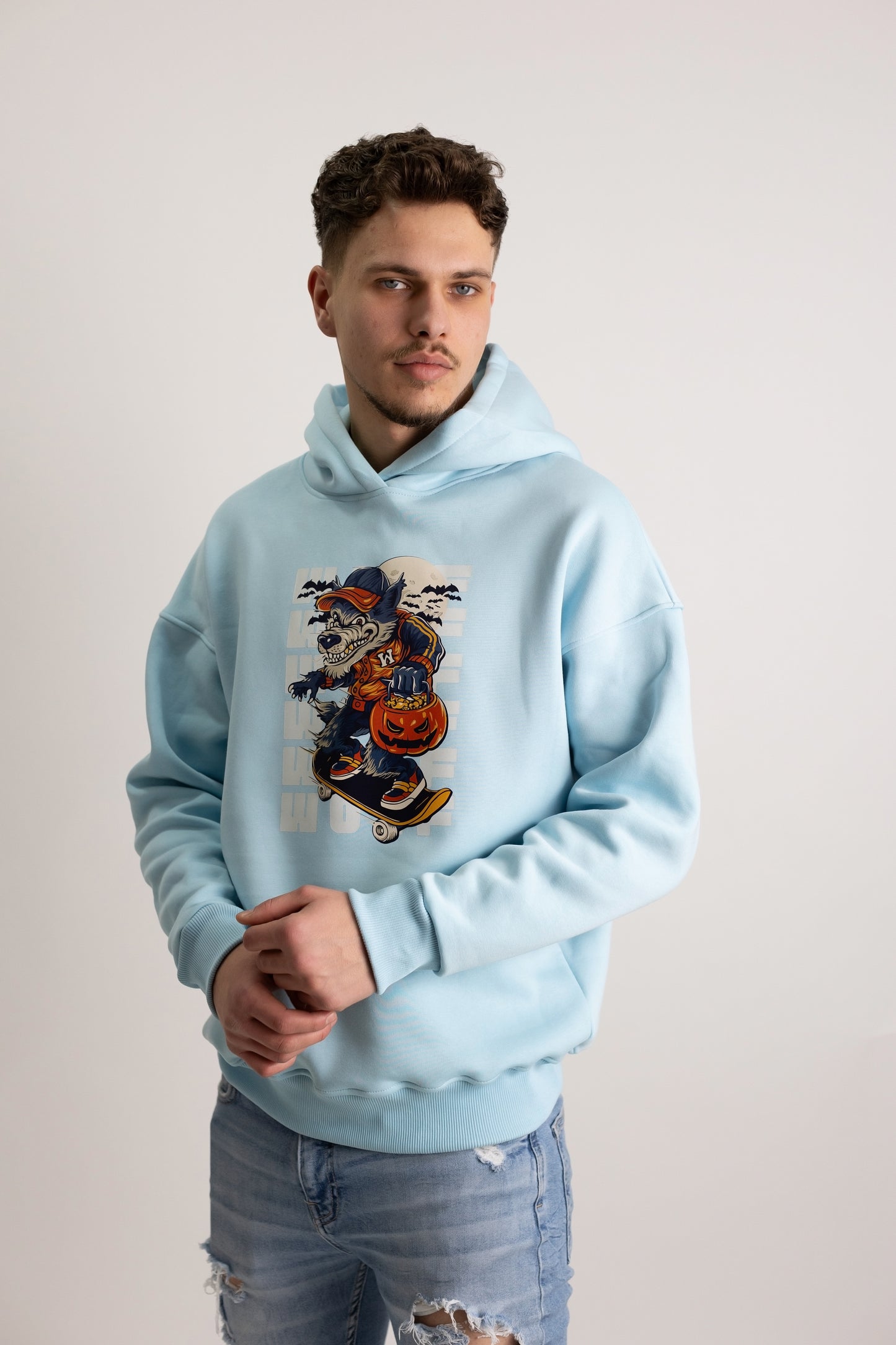 Hanorac Oversized Albastru Deschis Halloween