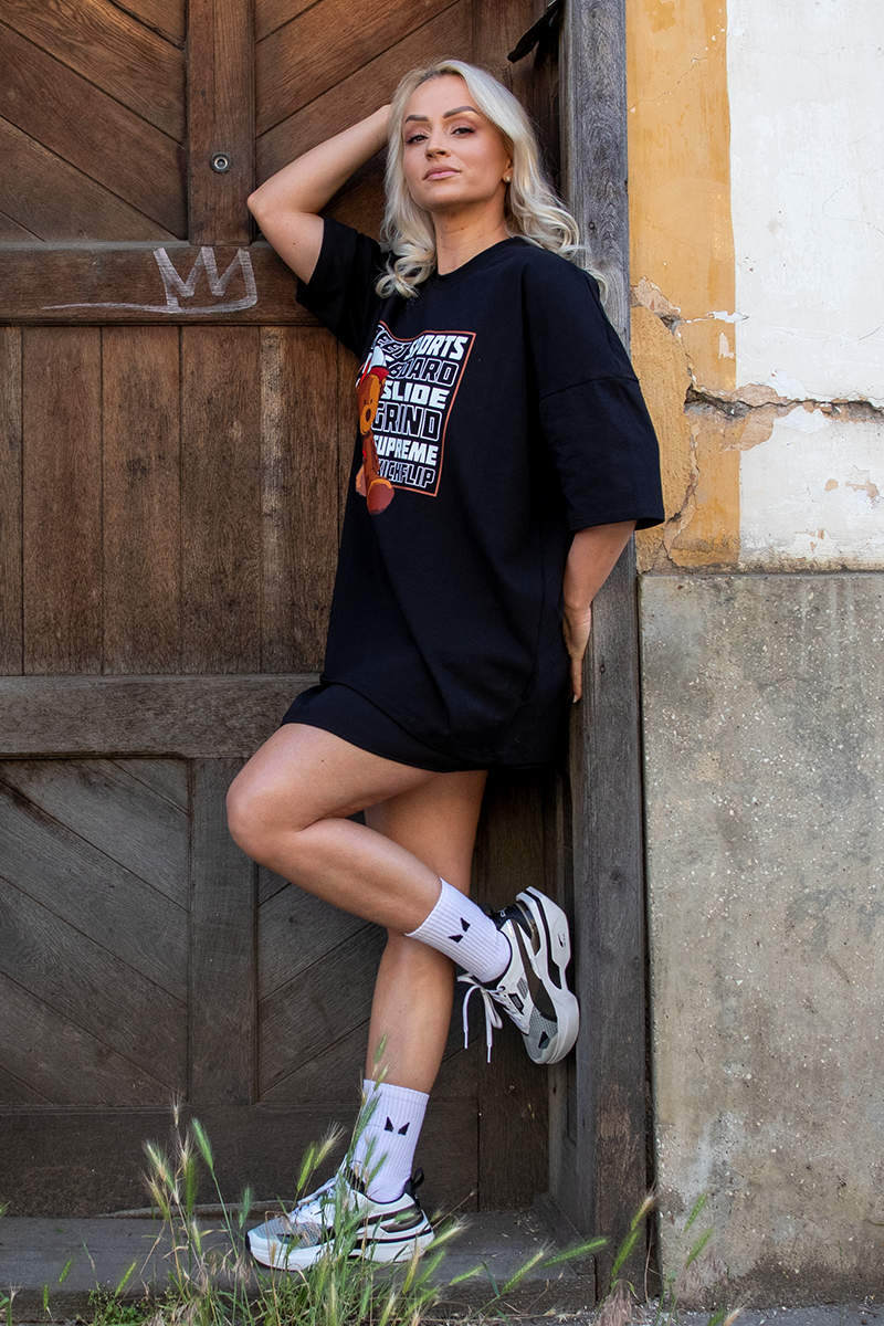 Tricou Oversize Negru Ursulet