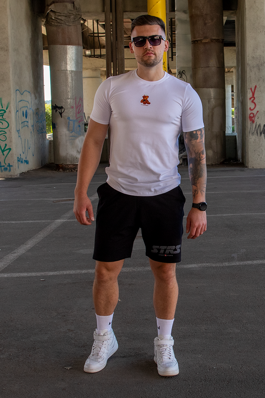 Tricou Regular Alb Cu Ursulet