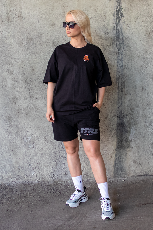 Tricou Oversize Negru Ursulet