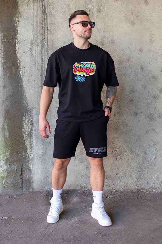 Tricou Oversize Negru Street Sports Grafitti