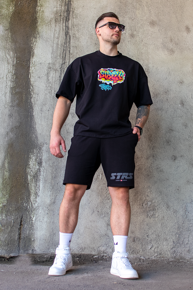 Tricou Oversize Negru Street Sports Grafitti