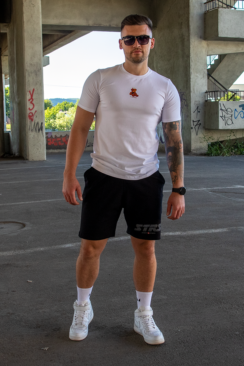 Tricou Regular Alb Cu Ursulet