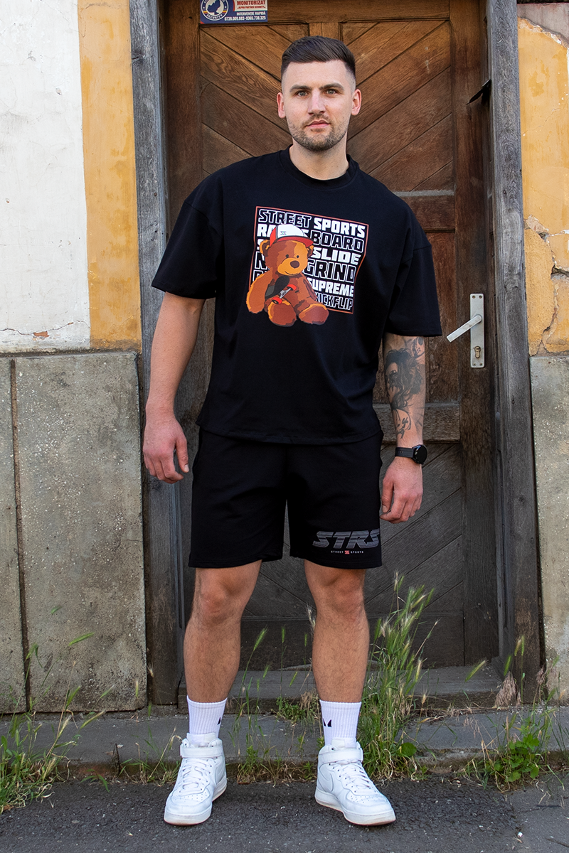Tricou Oversize Negru Ursulet Skate