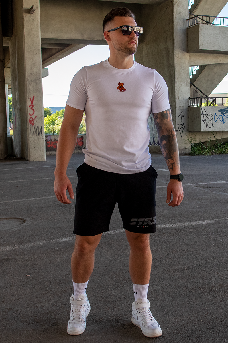 Tricou Regular Alb Cu Ursulet