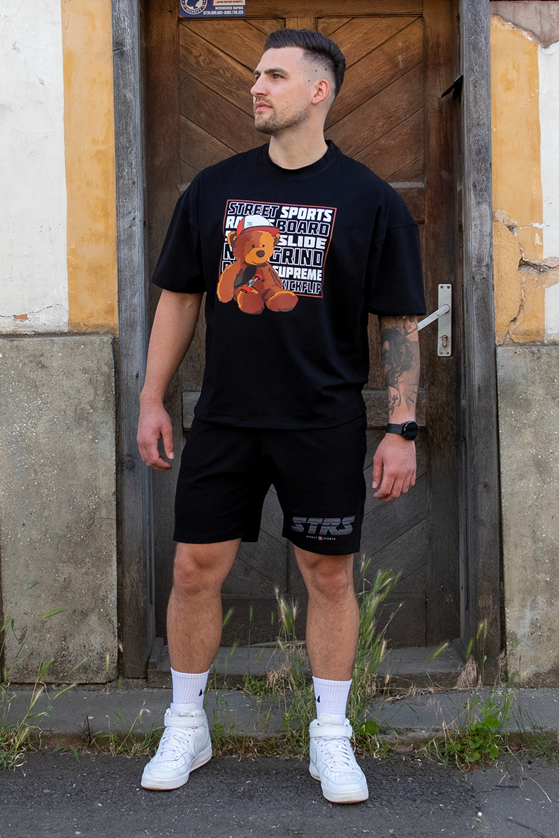 Tricou Oversize Negru Ursulet Skate