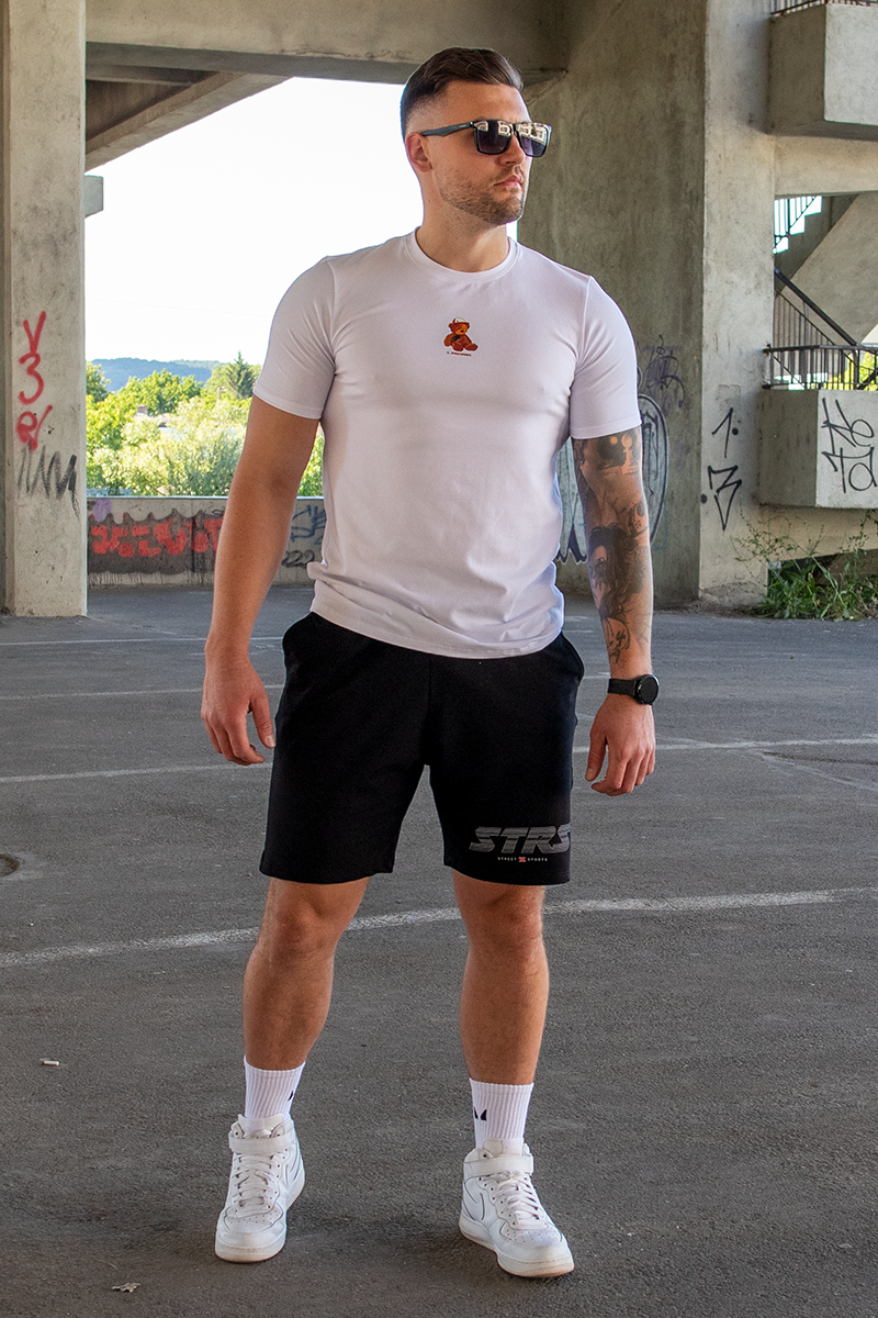 Tricou Regular Alb Cu Ursulet