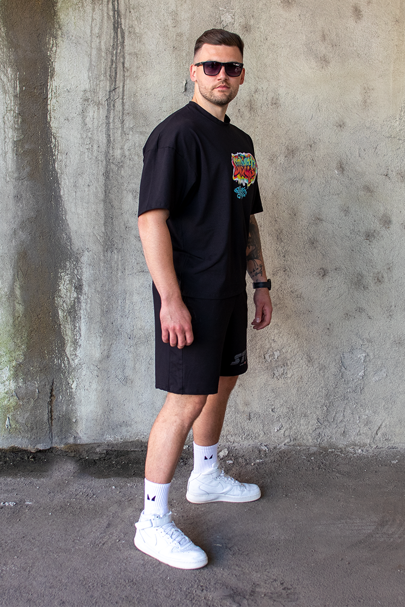 Tricou Oversize Negru Street Sports Grafitti