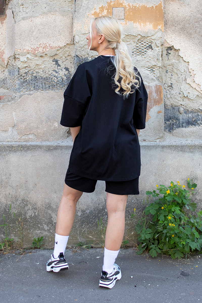 Tricou Oversize Negru Try Again