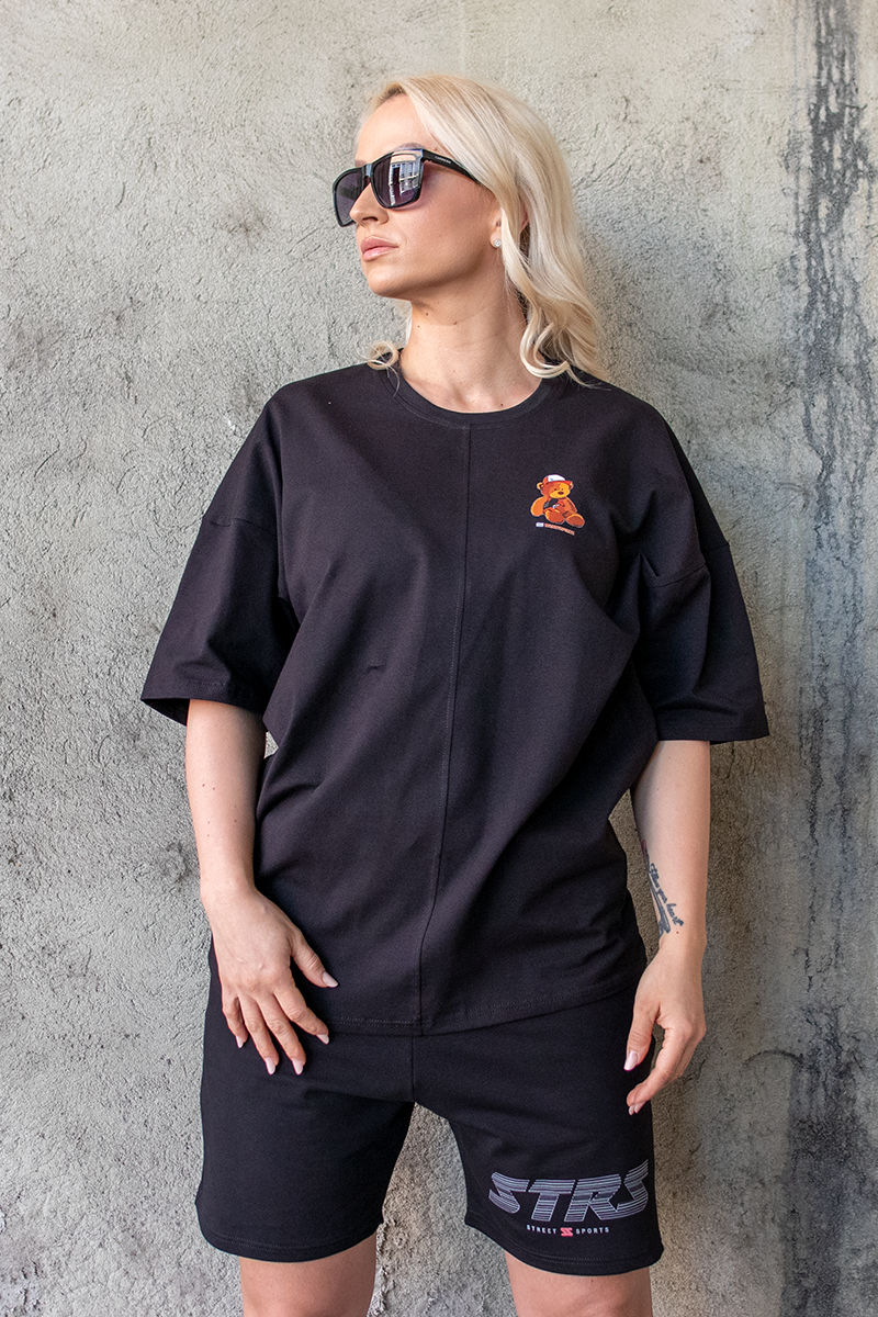 Tricou Oversize Negru Ursulet