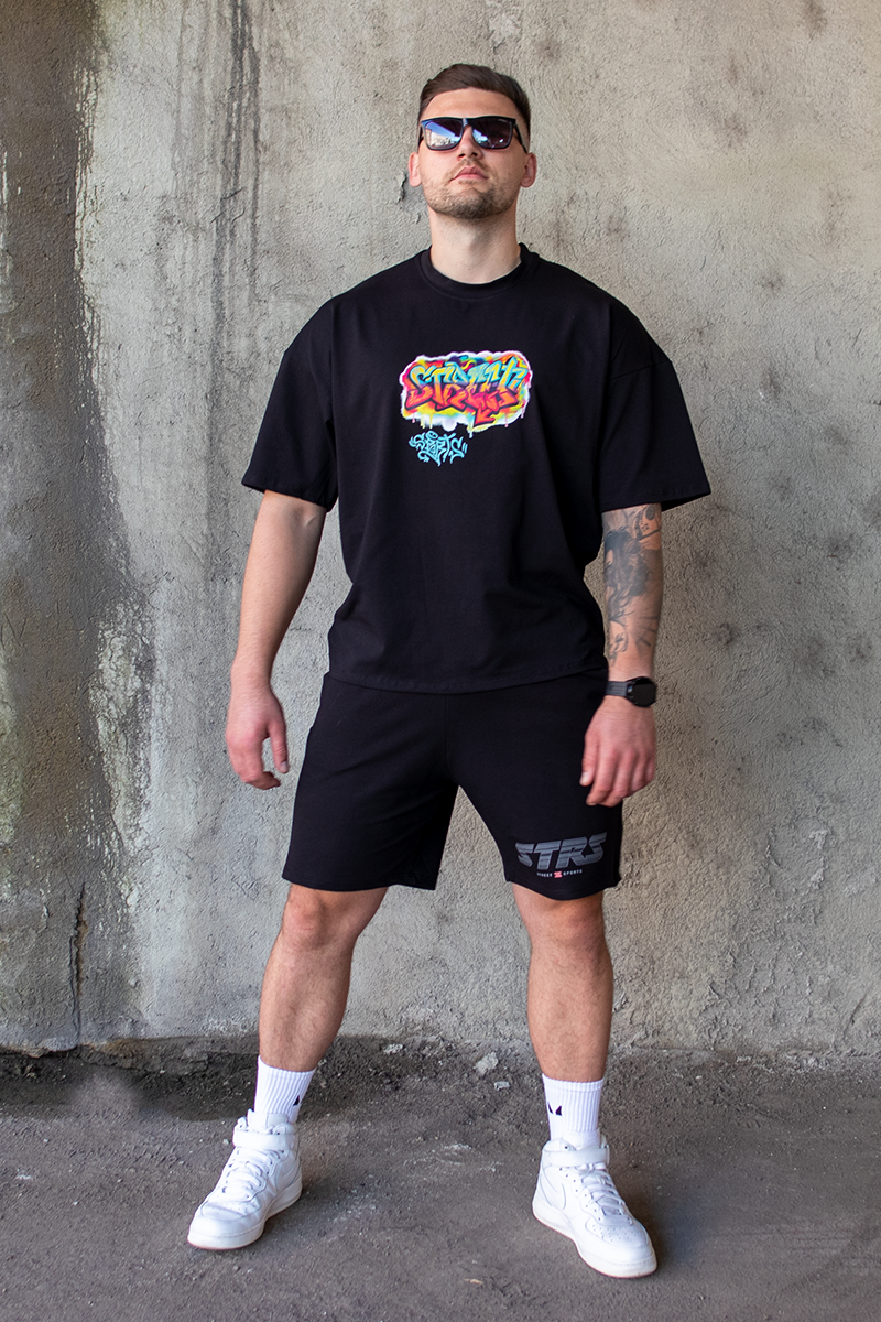 Tricou Oversize Negru Street Sports Grafitti