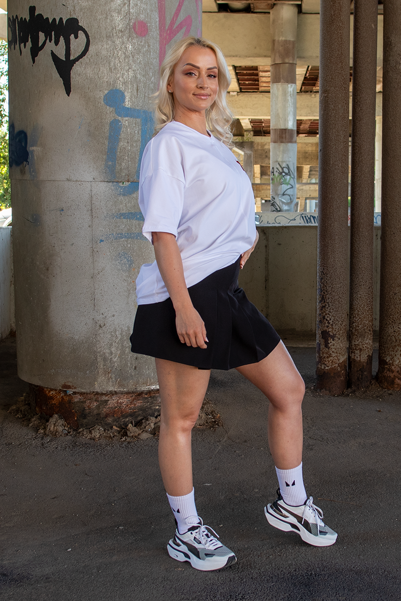 Tricou Oversize Alb Cu Ursulet