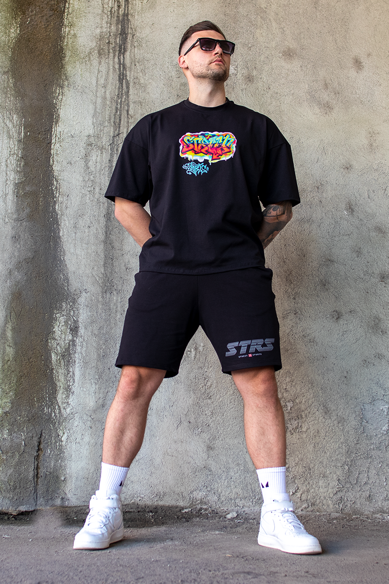 Tricou Oversize Negru Street Sports Grafitti