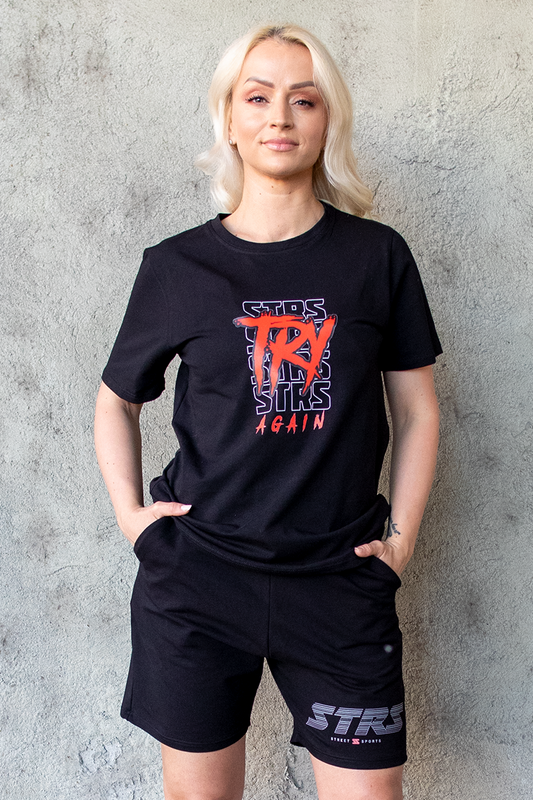 Tricou Regular Negru Try Again