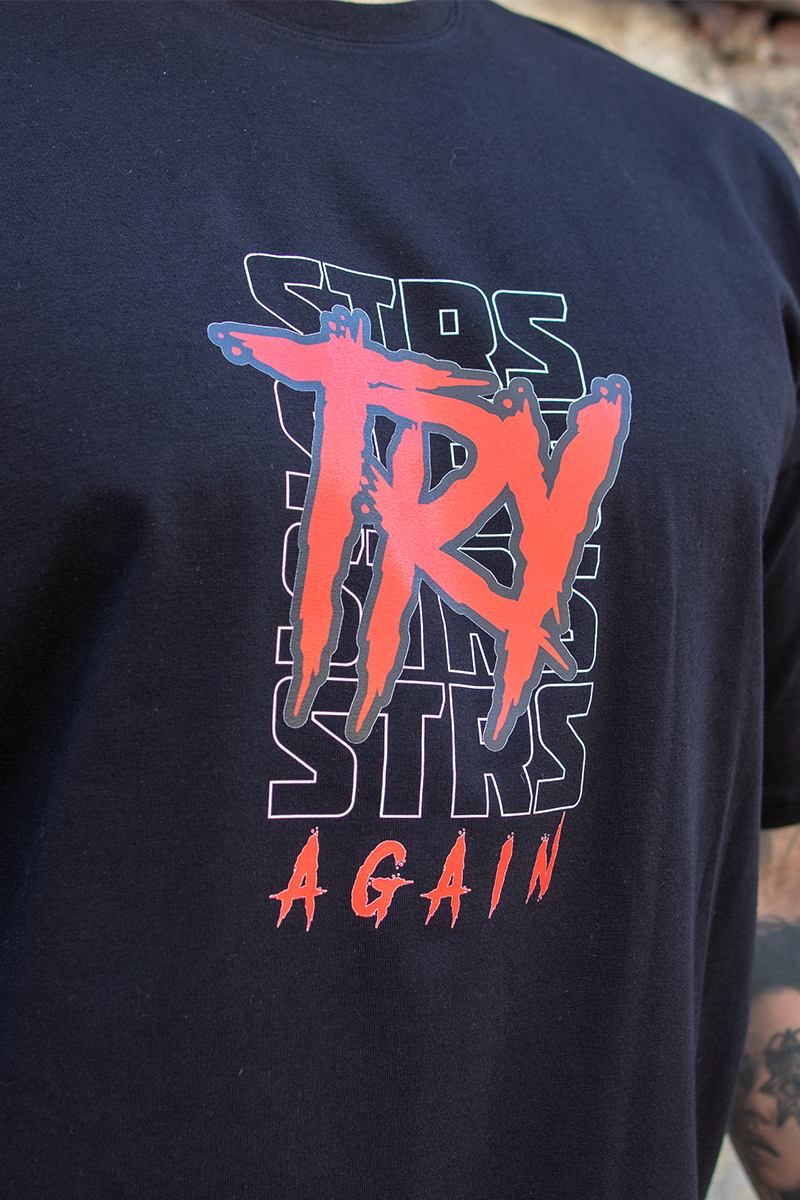 Tricou Oversize Slim Negru Try Again