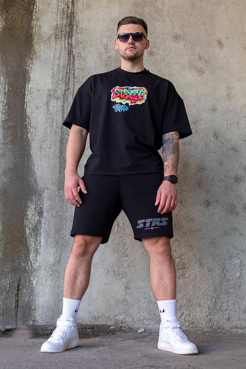 Tricou Oversize Negru Street Sports Grafitti