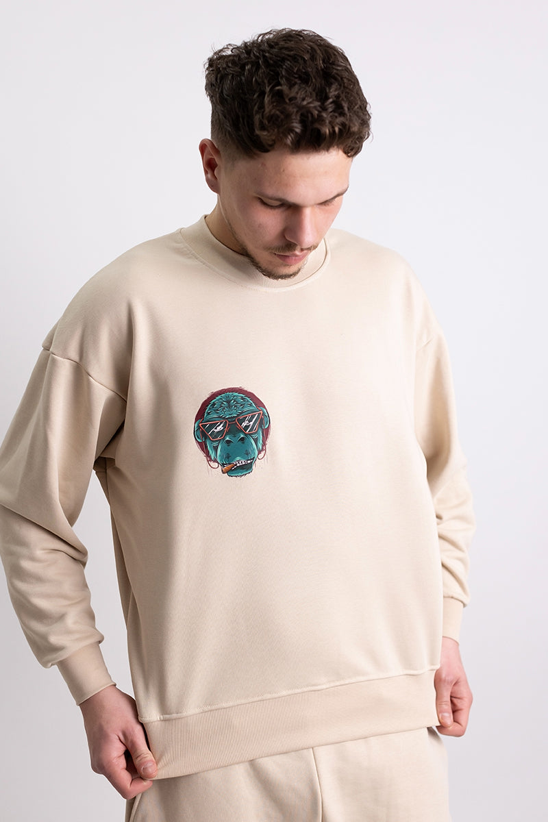 Bluza Oversized Din Bumbac Grej Monkey