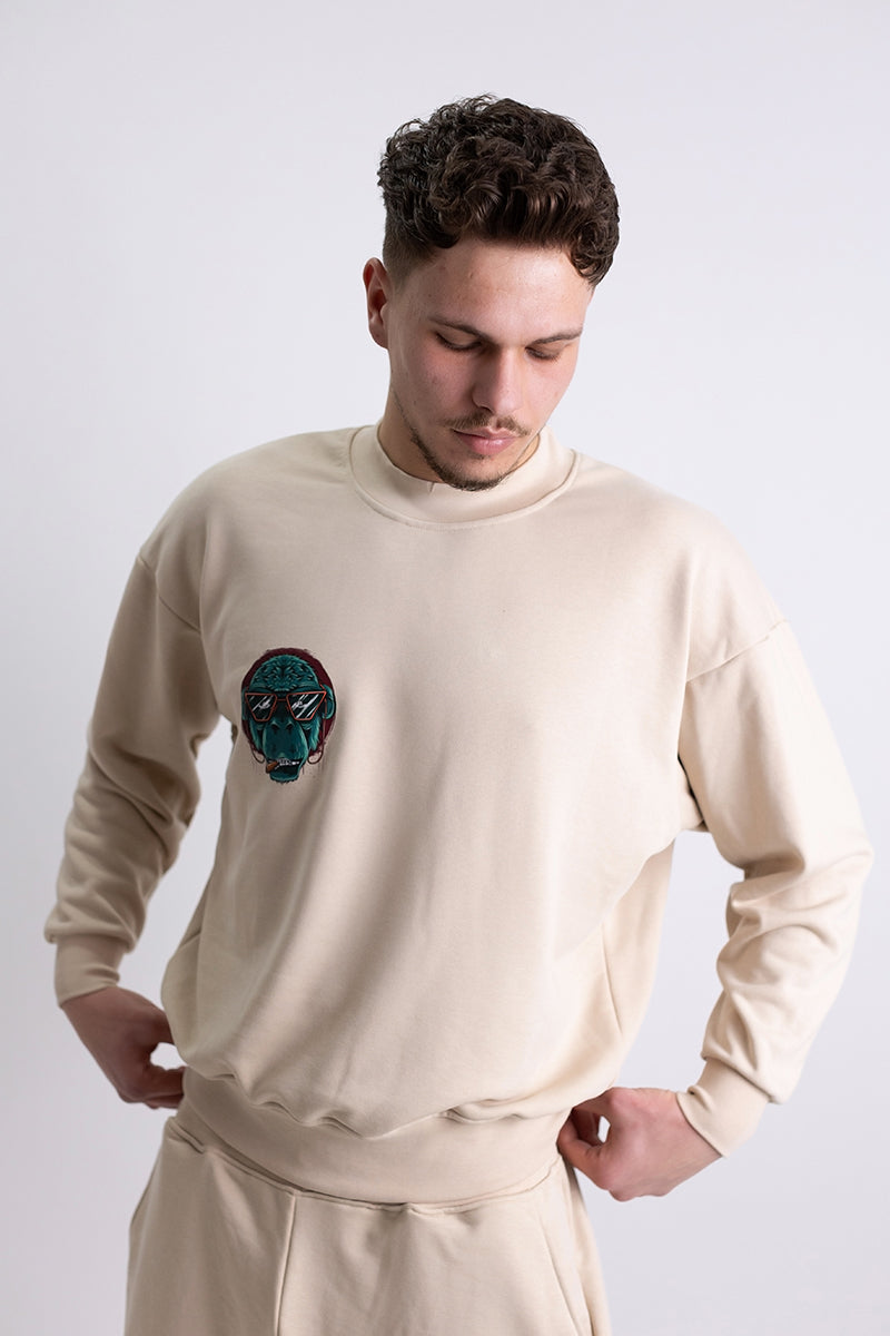 Bluza Oversized Din Bumbac Grej Monkey